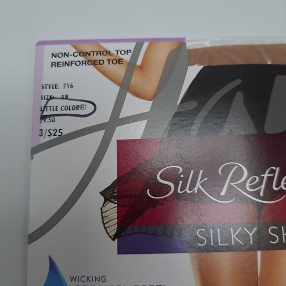 Hanes Silk Reflections Silky Sheer Pantyhose Non-Control Top AB Tan - Picture 5 of 12